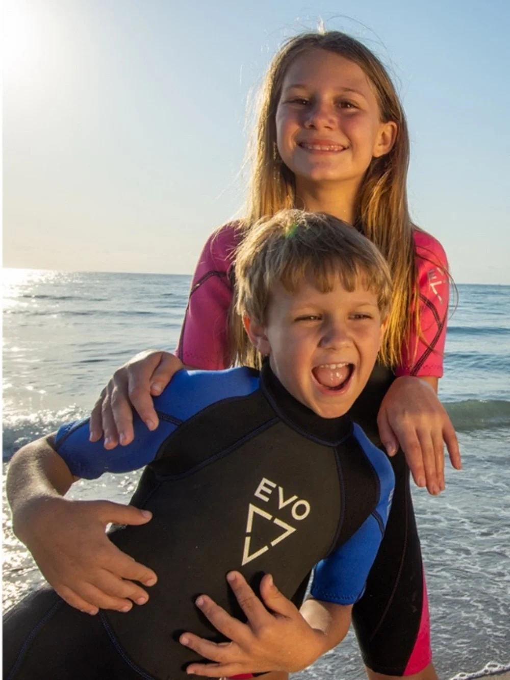 EVO Kids Short Sleeve Swim Wetsuit and Rashguard - Black and Blue